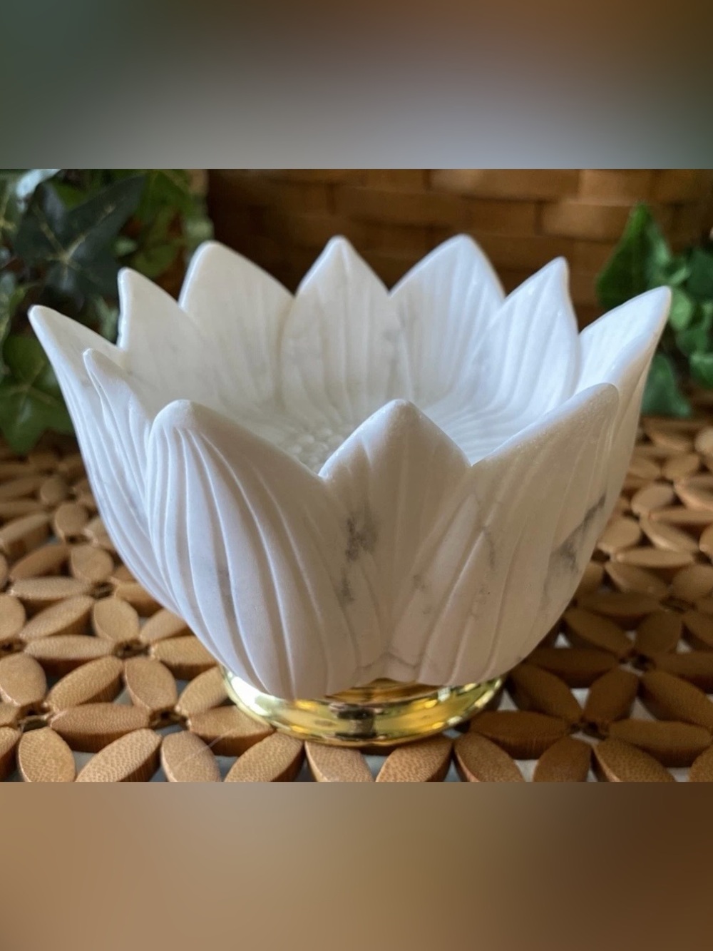 Bath & Body Works Marbled Lotus Flower Bowl Single Wick Candle Holder new no box